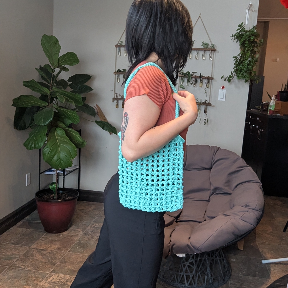 TealCrochet Tote Bag